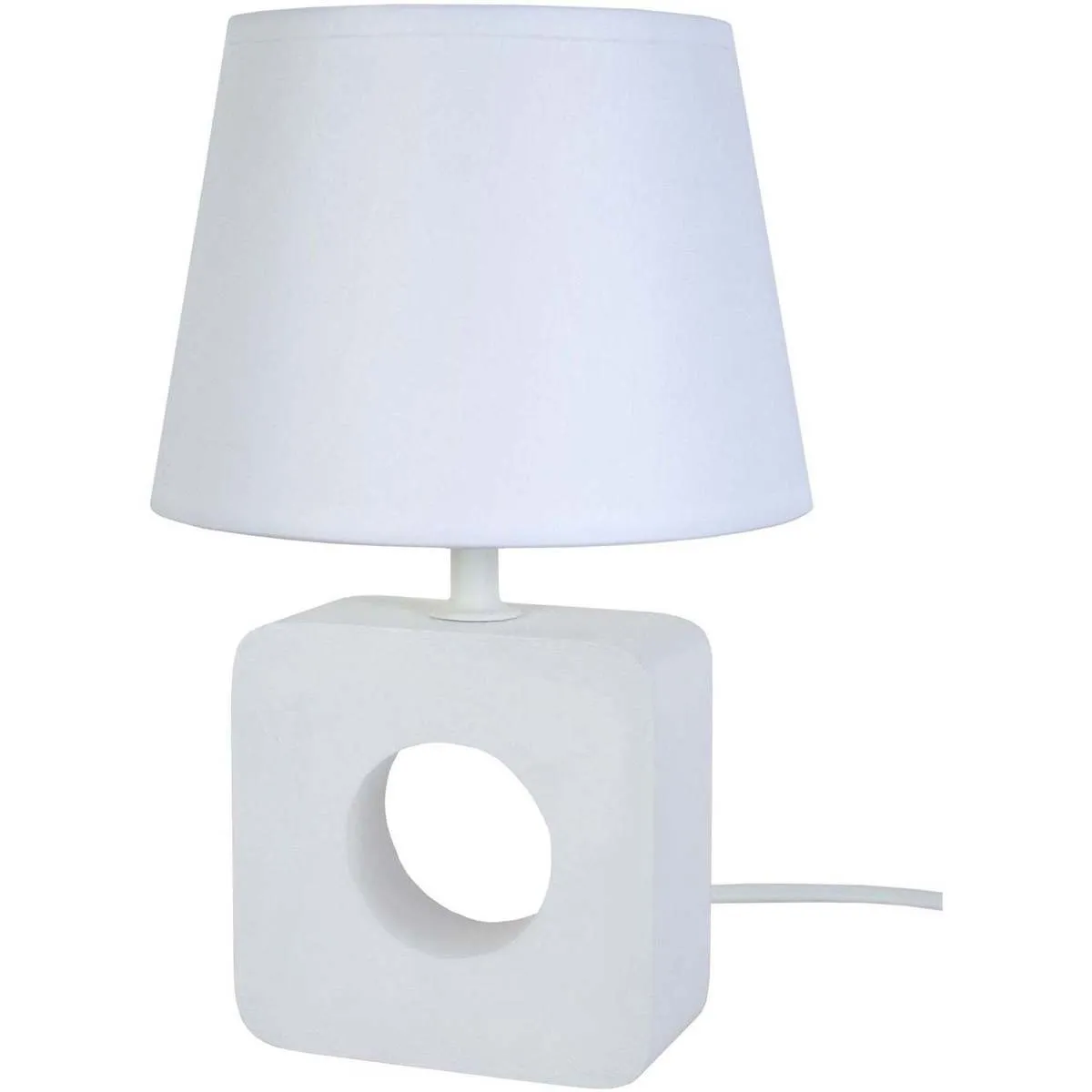lámpara de noche redondo madera blanco
