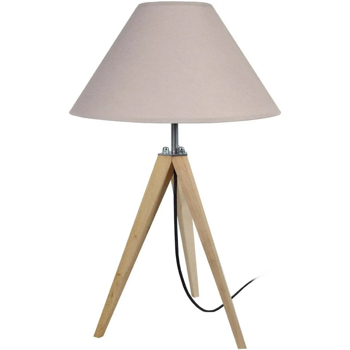 lámpara de noche redondo madera natural y taupe