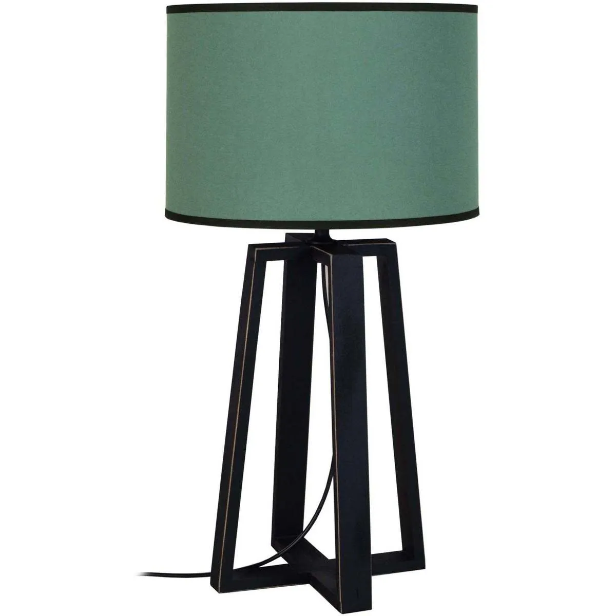 lámpara de noche redondo madera negro y verde