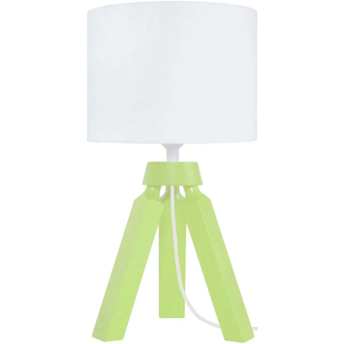 lámpara de noche redondo madera verde y blanco
