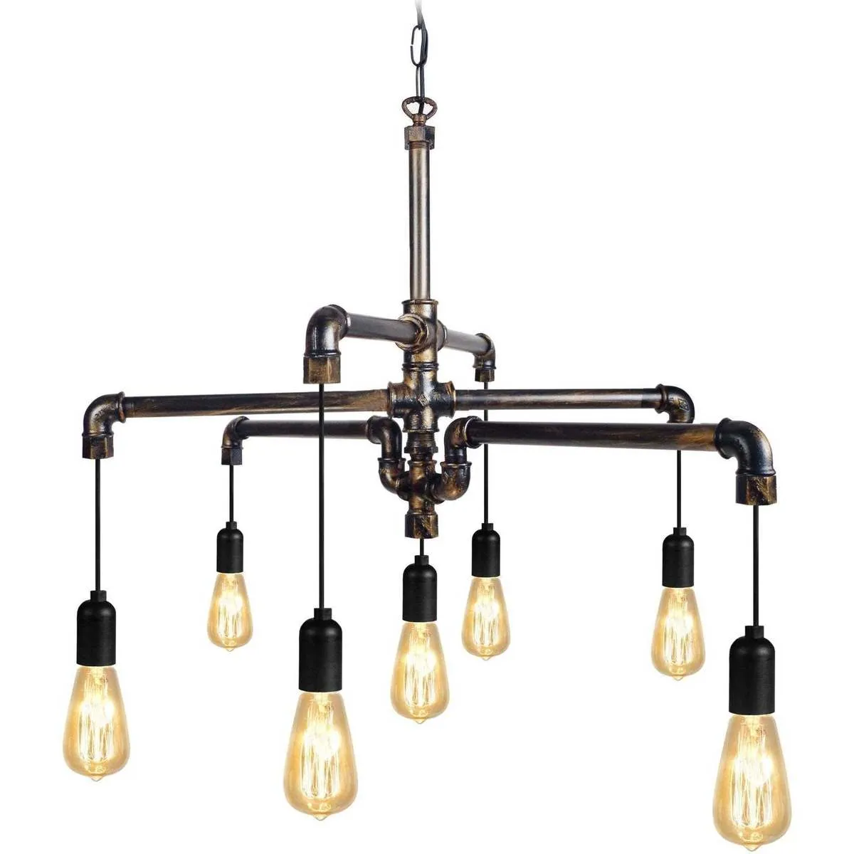 Lámpara de Techo rectangular metal negro y cobre