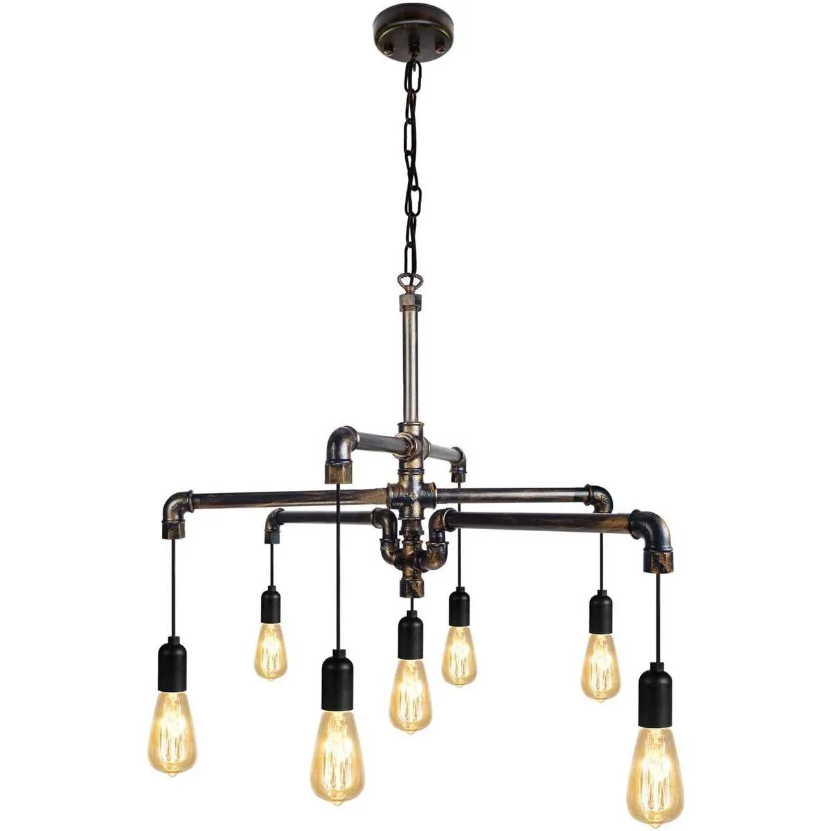 Lámpara de Techo rectangular metal negro y cobre