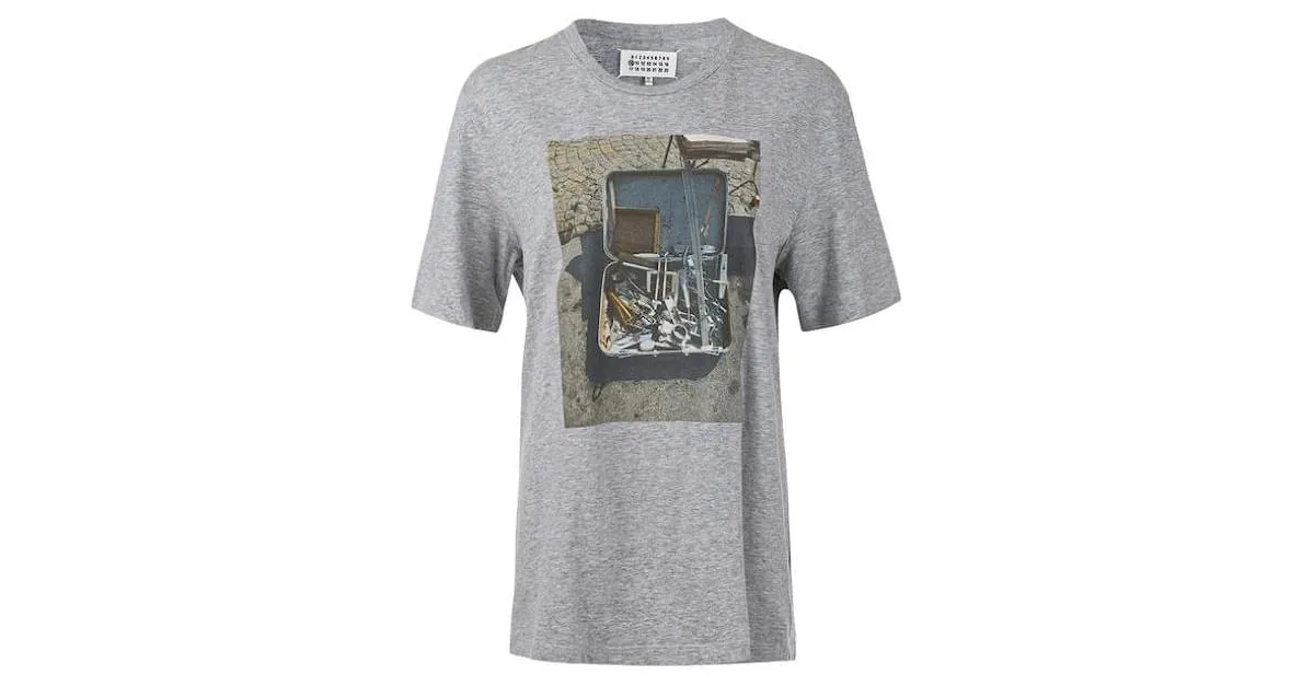 Maison Martin Margiela 10 Camiseta con estampado de logo Caution Gris 