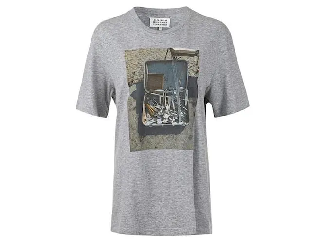 Maison Martin Margiela 10 Camiseta con estampado de logo Caution Gris 