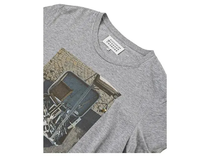 Maison Martin Margiela 10 Camiseta con estampado de logo Caution Gris 