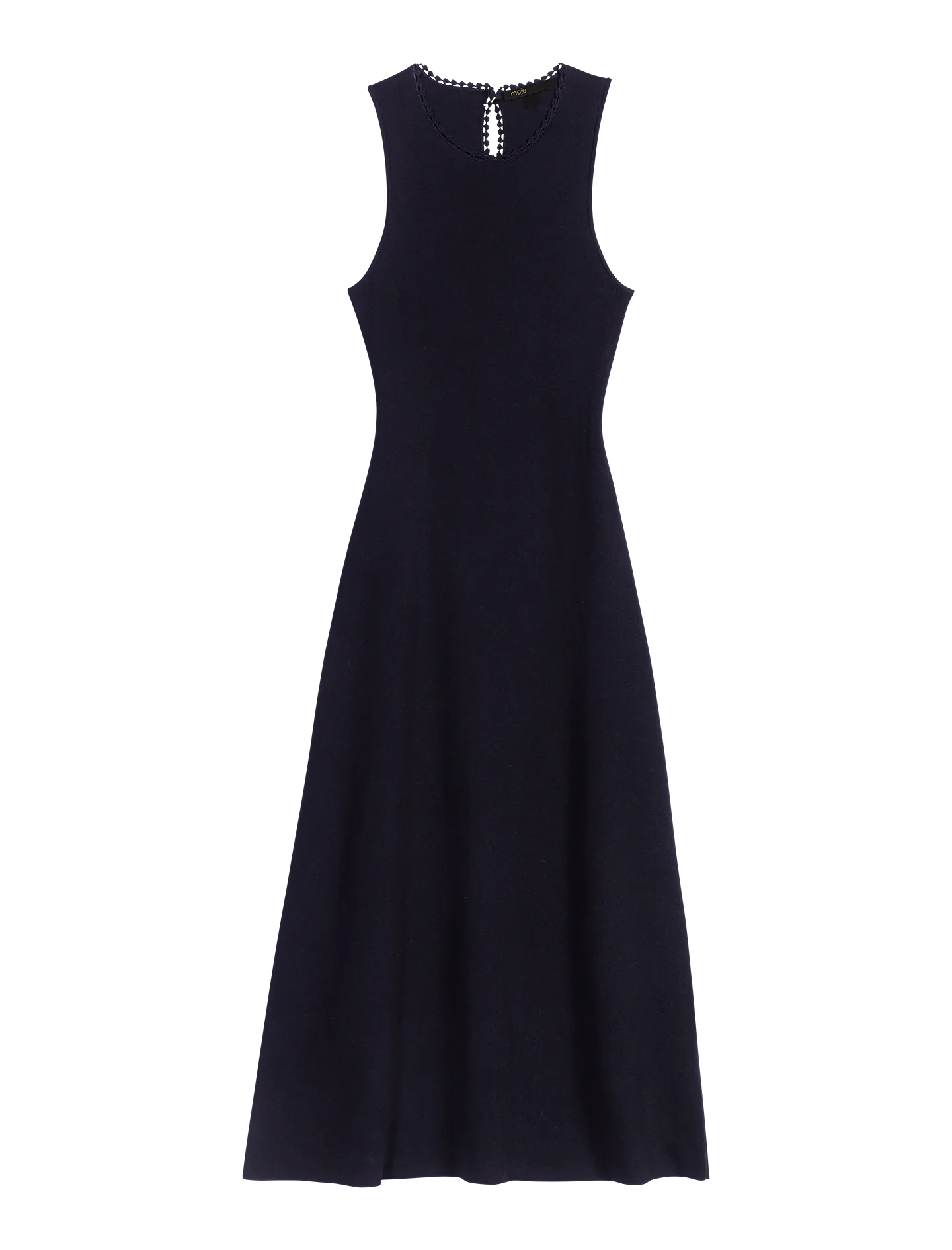 MAJE Vestido largo ajustado de punto en negro