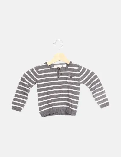 Mango Jersey gris estampado rayas