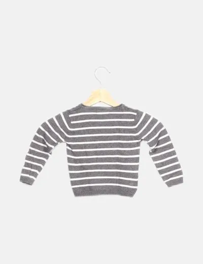 Mango Jersey gris estampado rayas