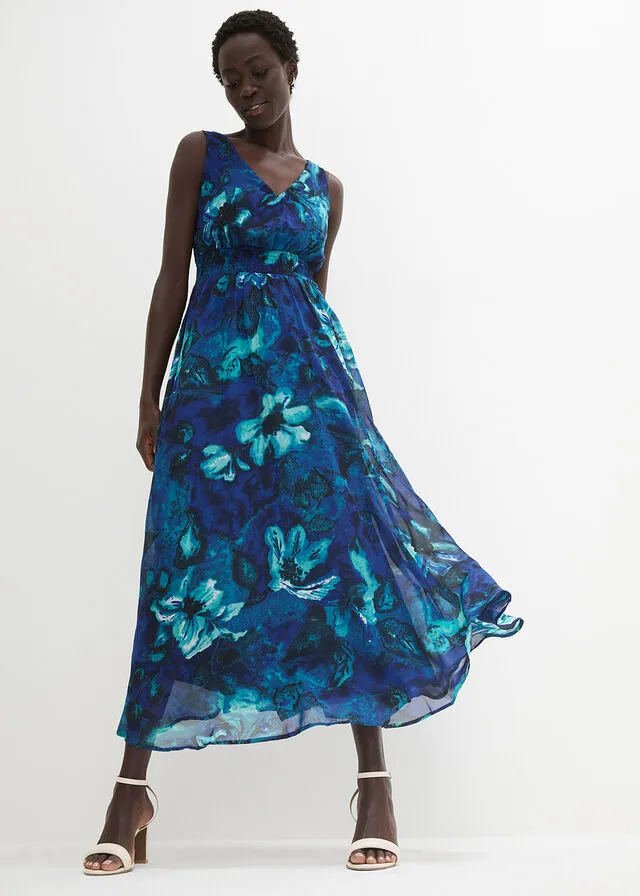 Maxivestido con estampado tropical Azul de flores