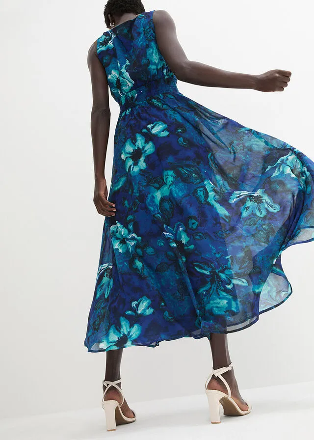 Maxivestido con estampado tropical Azul de flores
