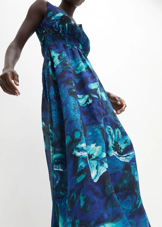 Maxivestido con estampado tropical Azul de flores