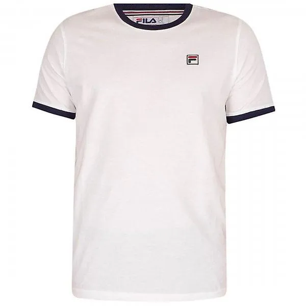 MEN'S FILA MARCONI ESSENTIAL RINGER CREW NECK TSHIRT WHITE/NAVY LM1836AT