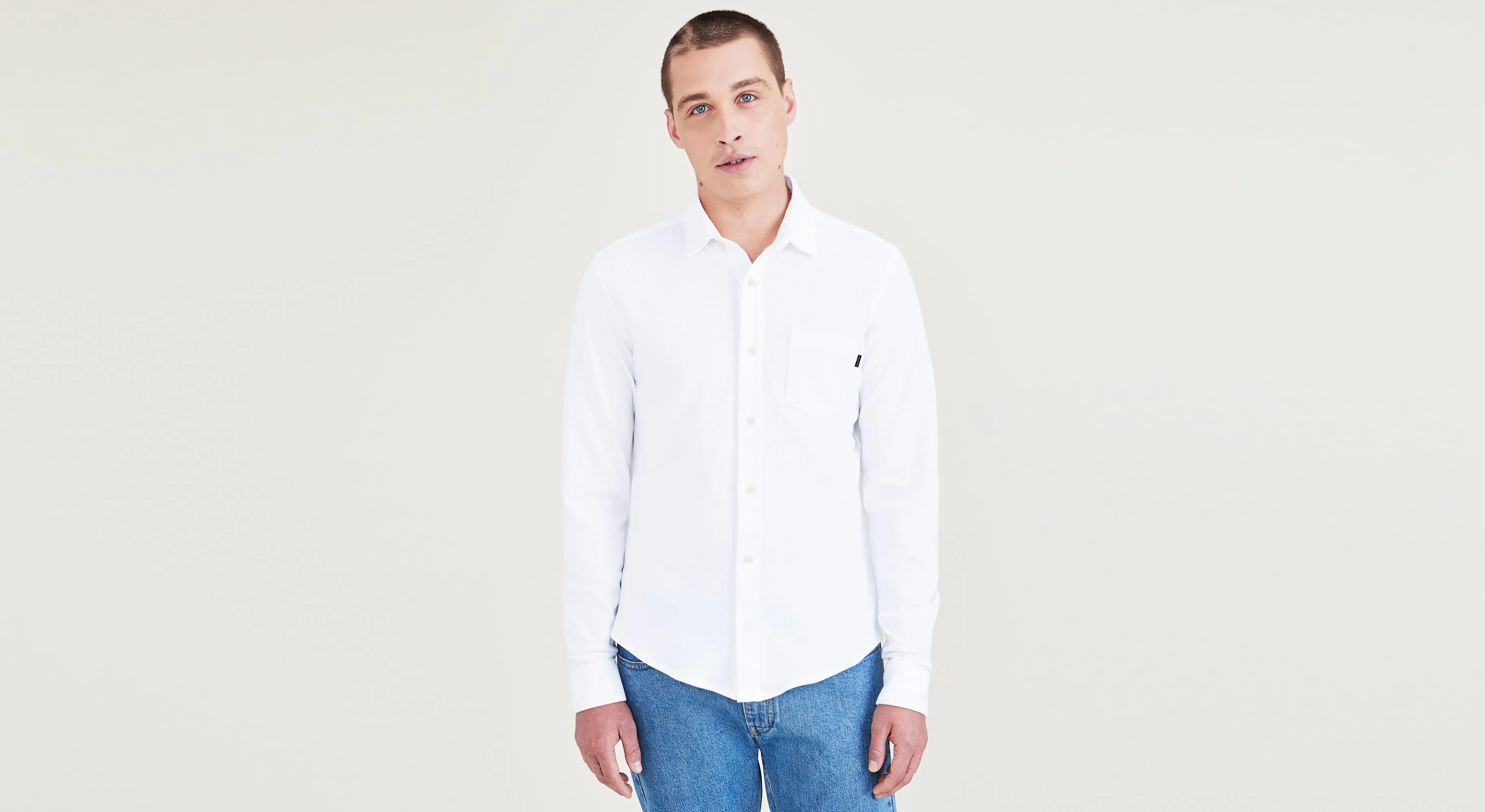 MEN'S SLIM FIT KNIT BUTTONUP SHIRT