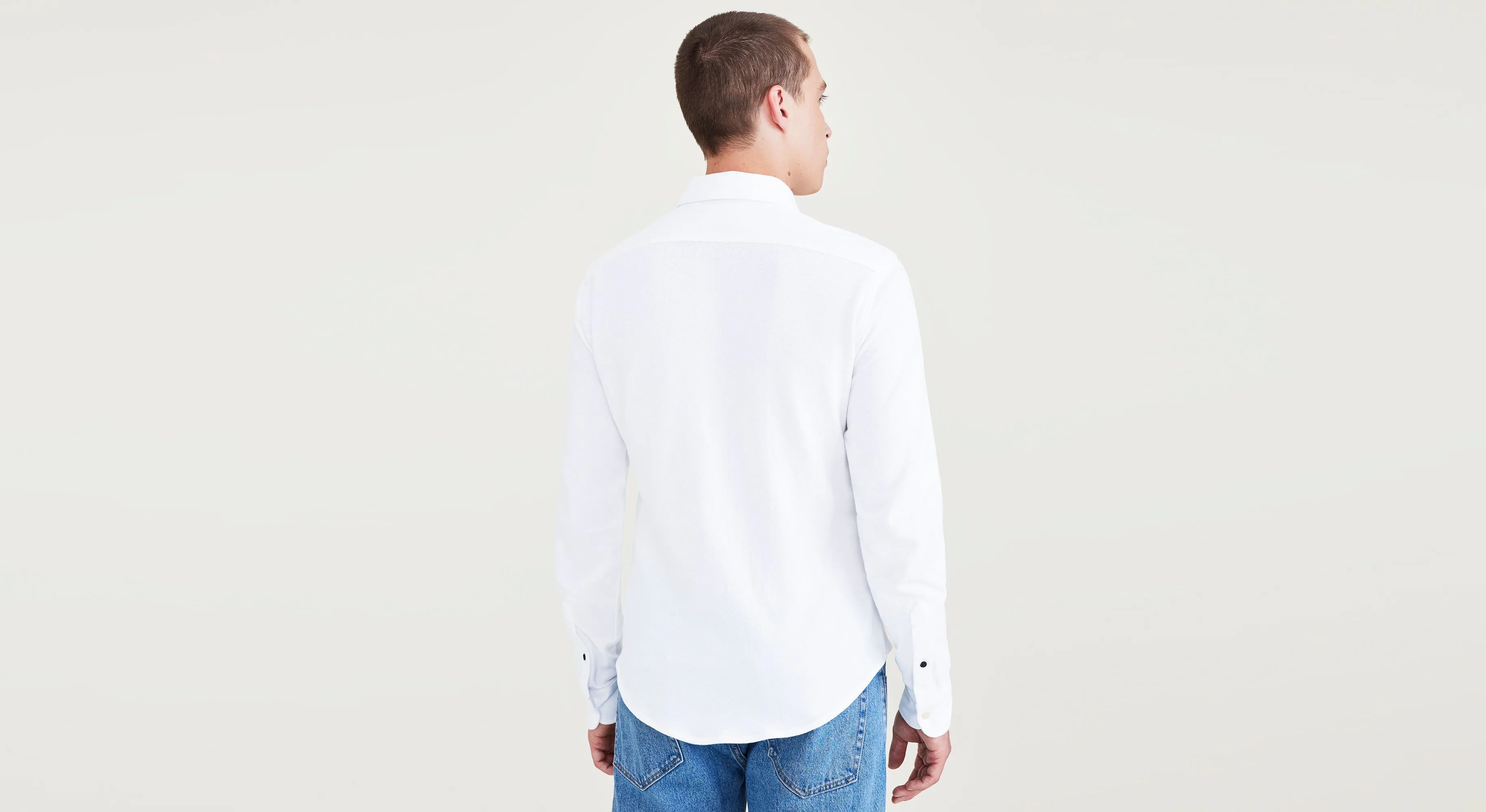 MEN'S SLIM FIT KNIT BUTTONUP SHIRT