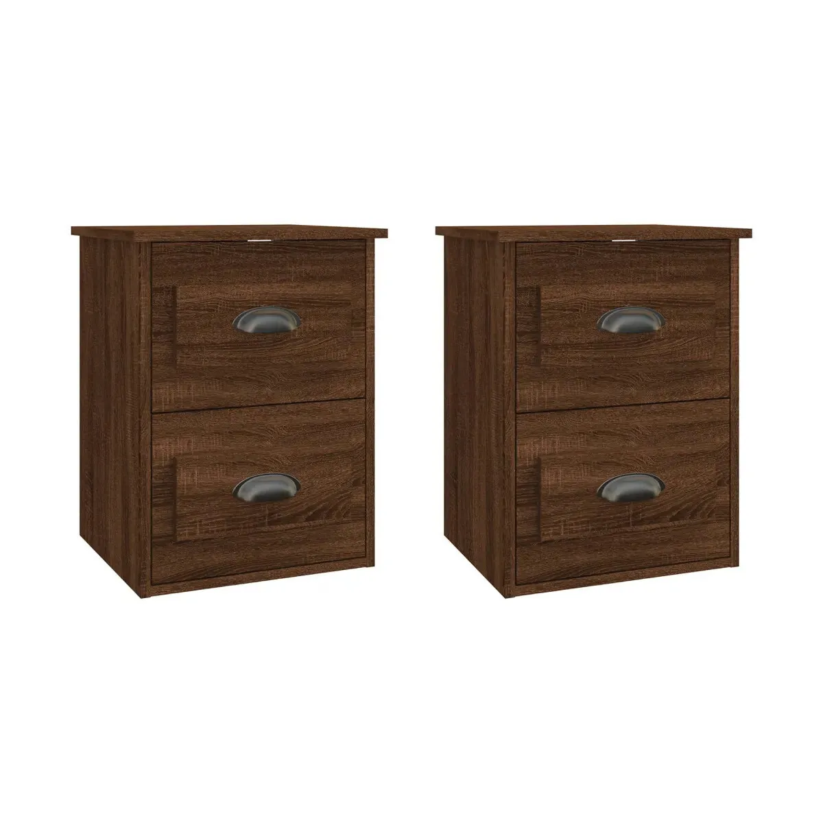 Mesita de noche de pared 2 uds marrón rob;e 41,5x36x53cm