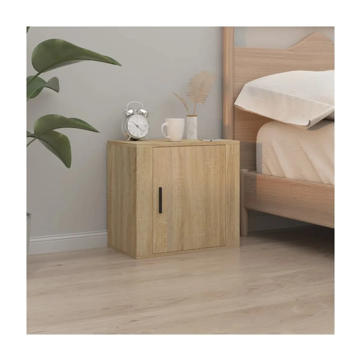 Mesita de noche de pared color roble Sonoma 50x30x47 cm