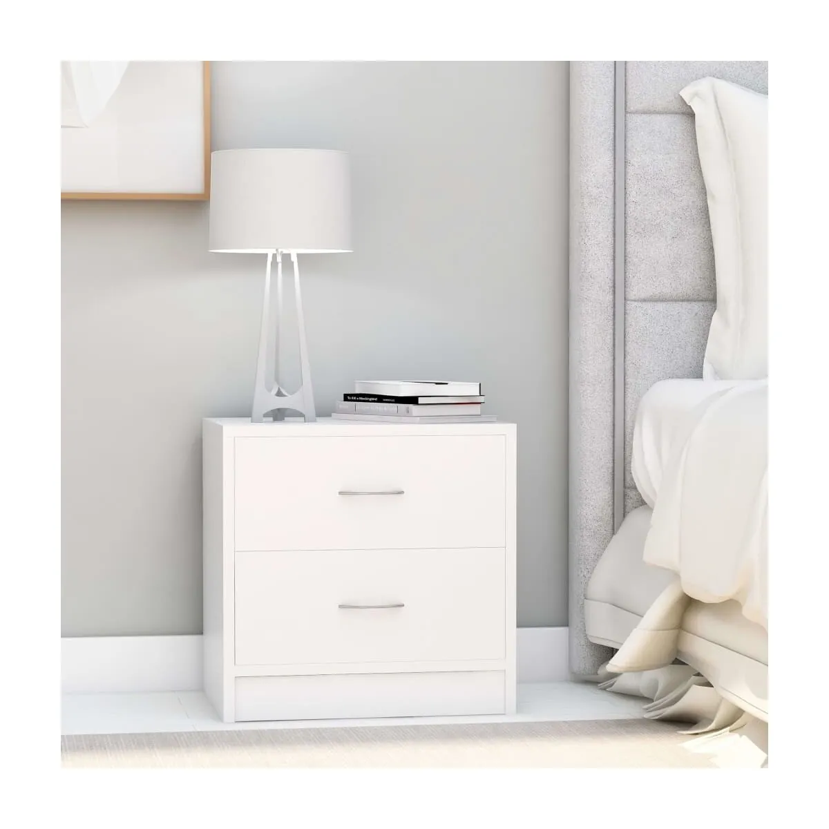 Mesita de noche madera contrachapada blanco 40x30x40 cm
