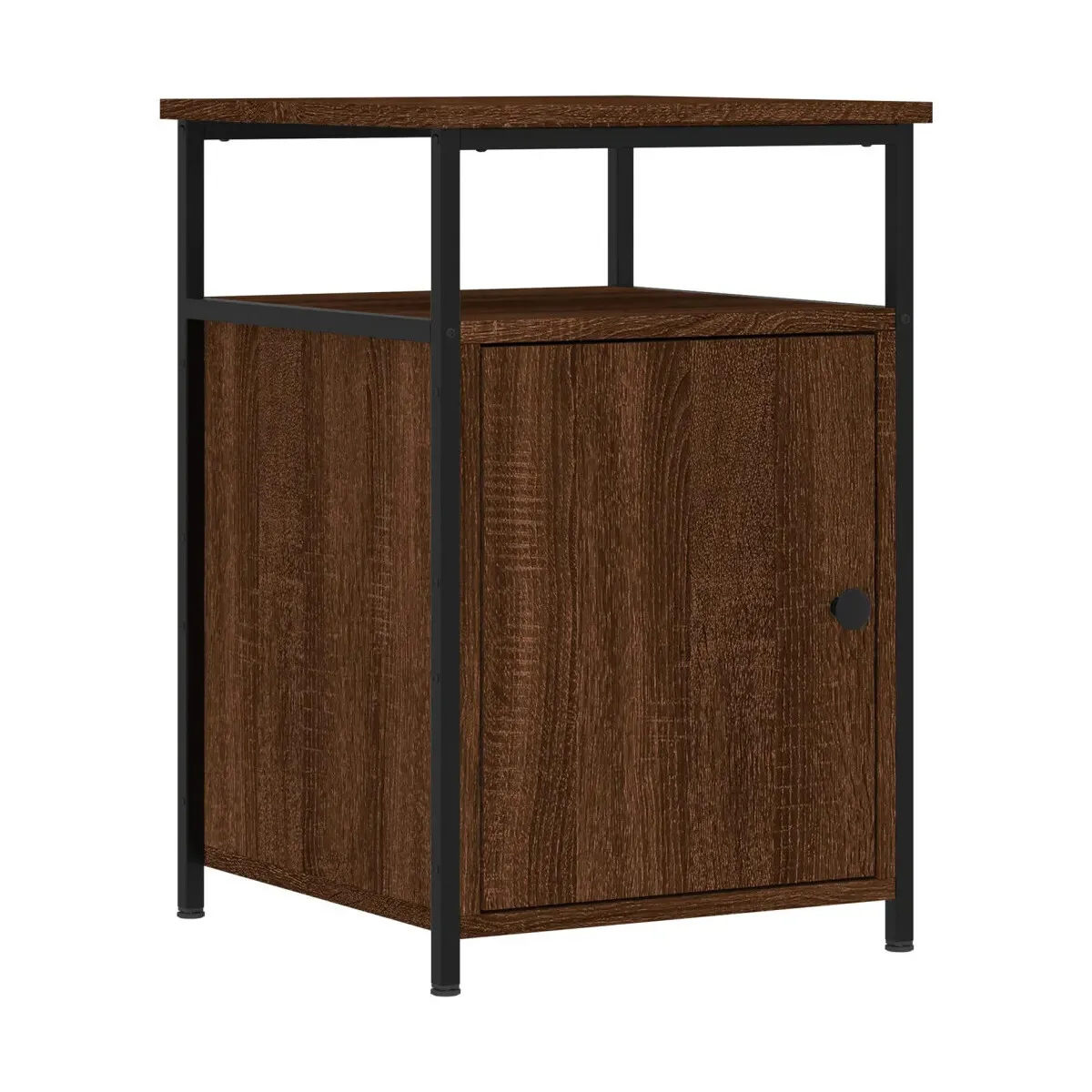 Mesita de noche madera contrachapada marrón roble 40x42x60 cm