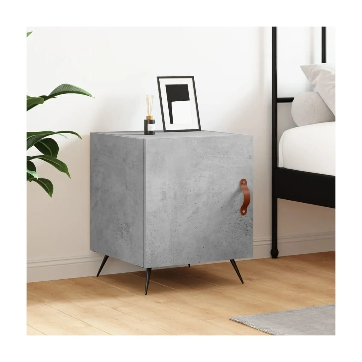 Mesita de noche madera de ingeniería gris hormigón 40x40x50 cm