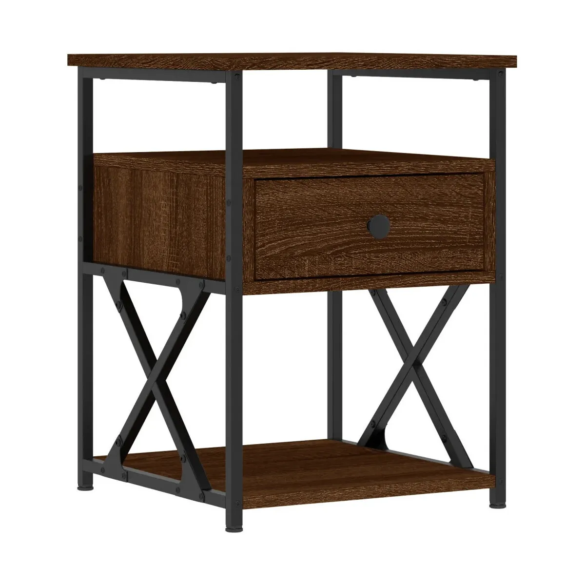 Mesita de noche madera de ingeniería marrón roble 40x42x55 cm