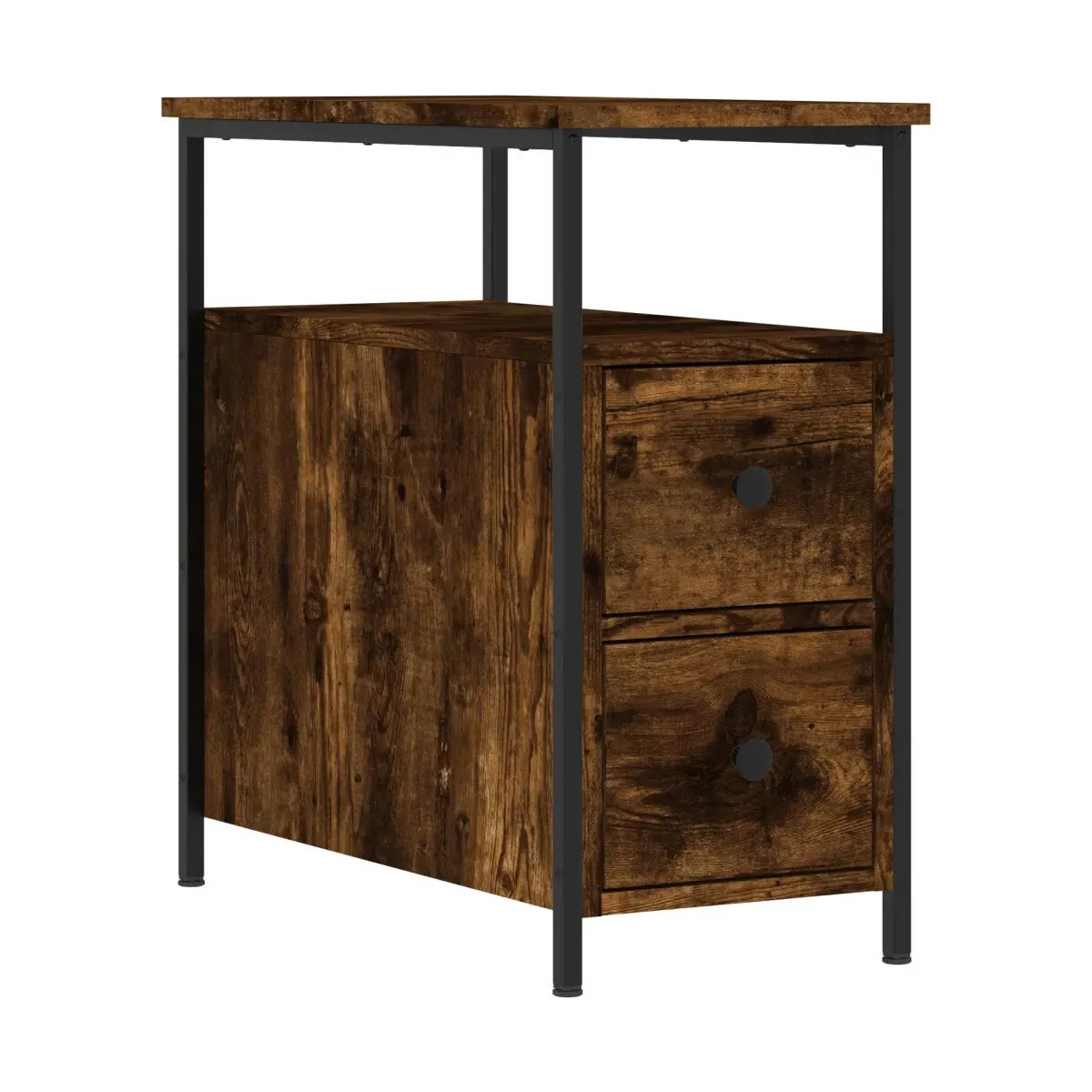 Mesita de noche madera de ingeniería roble ahumado 30x60x60 cm