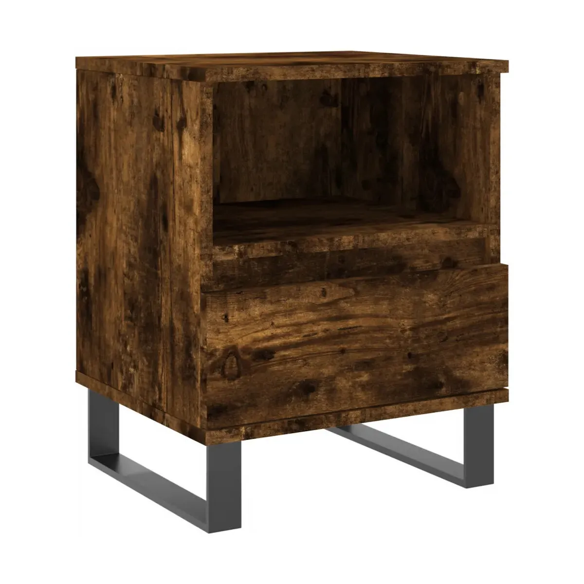 Mesita de noche madera de ingeniería roble ahumado 40x35x50 cm