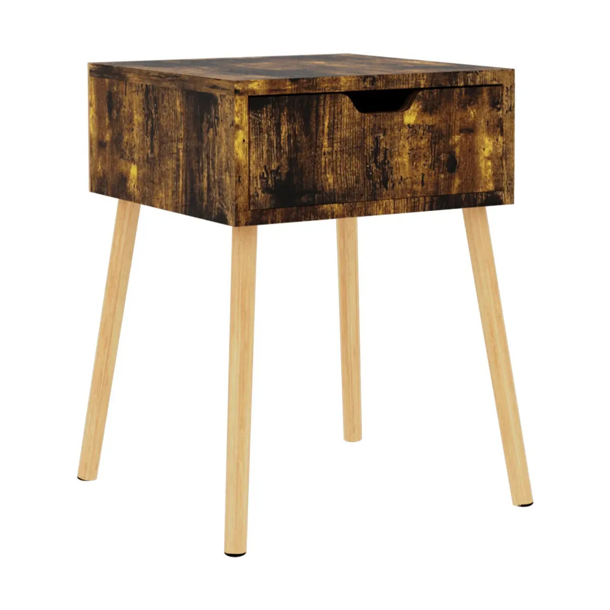 Mesita de noche madera de ingeniería roble ahumado 40x40x56 cm