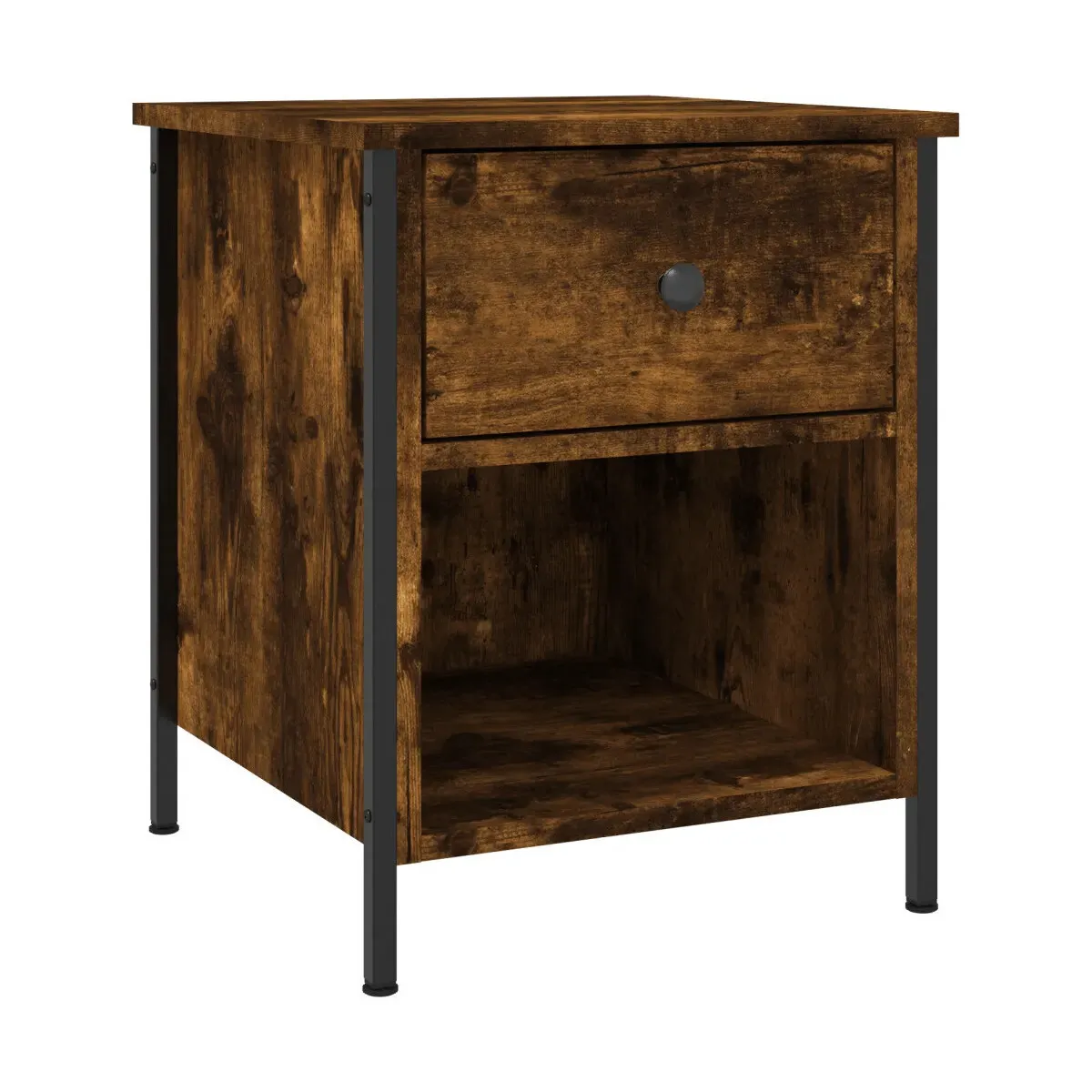 Mesita de noche madera de ingeniería roble ahumado 40x42x50 cm