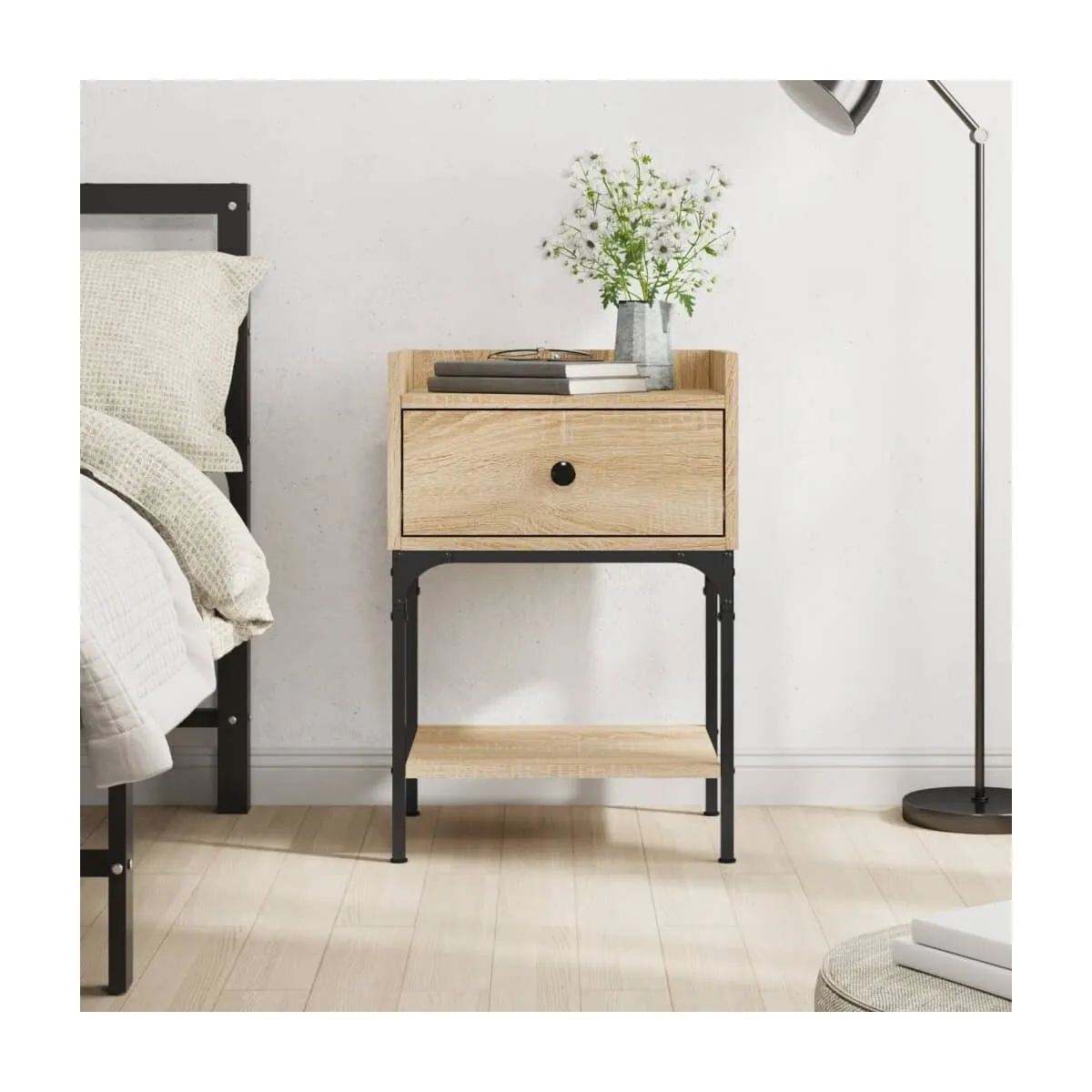 Mesita de noche madera de ingeniería roble Sonoma 40,5x31x60