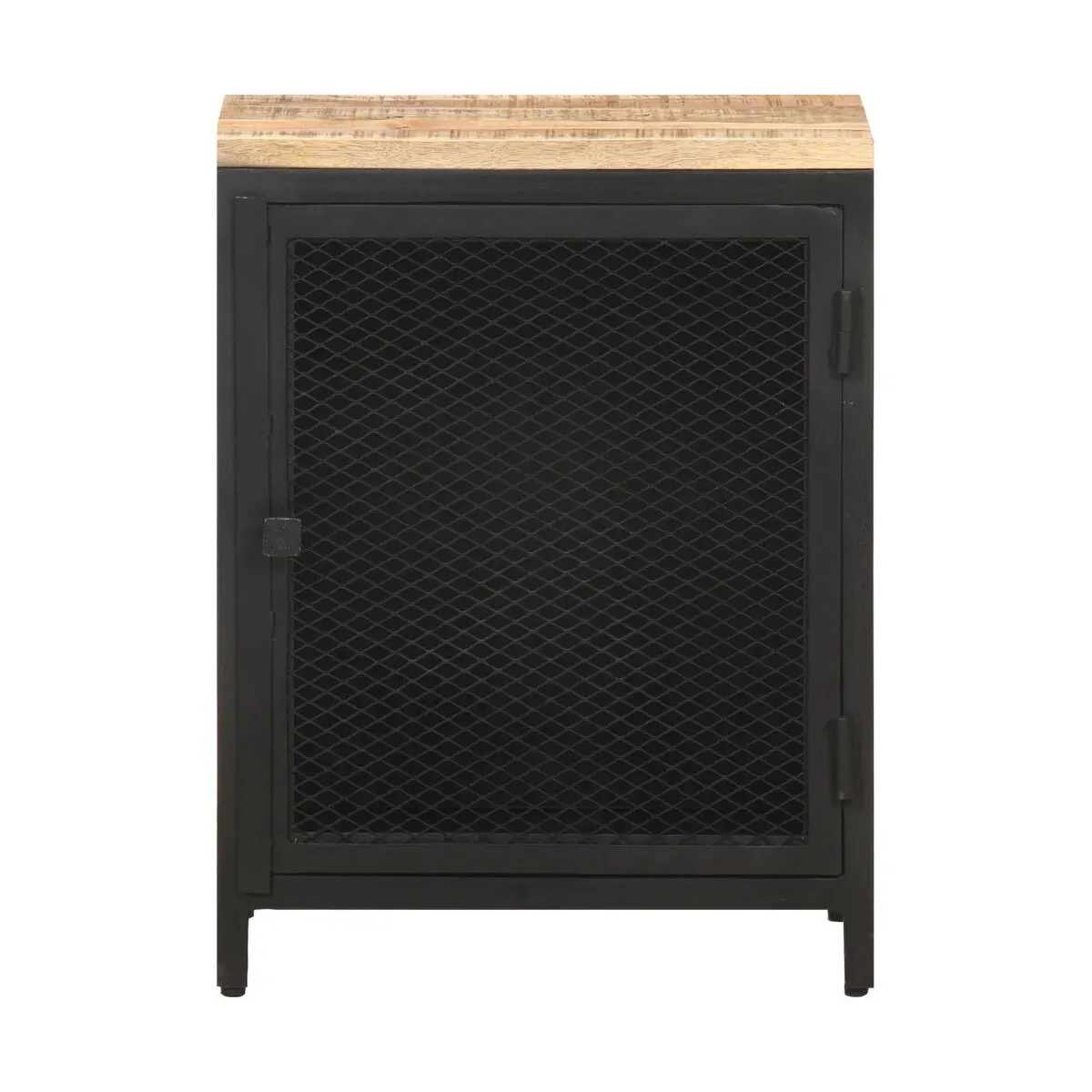 Mesita de noche madera maciza de mango rugosa 40x30x53 cm