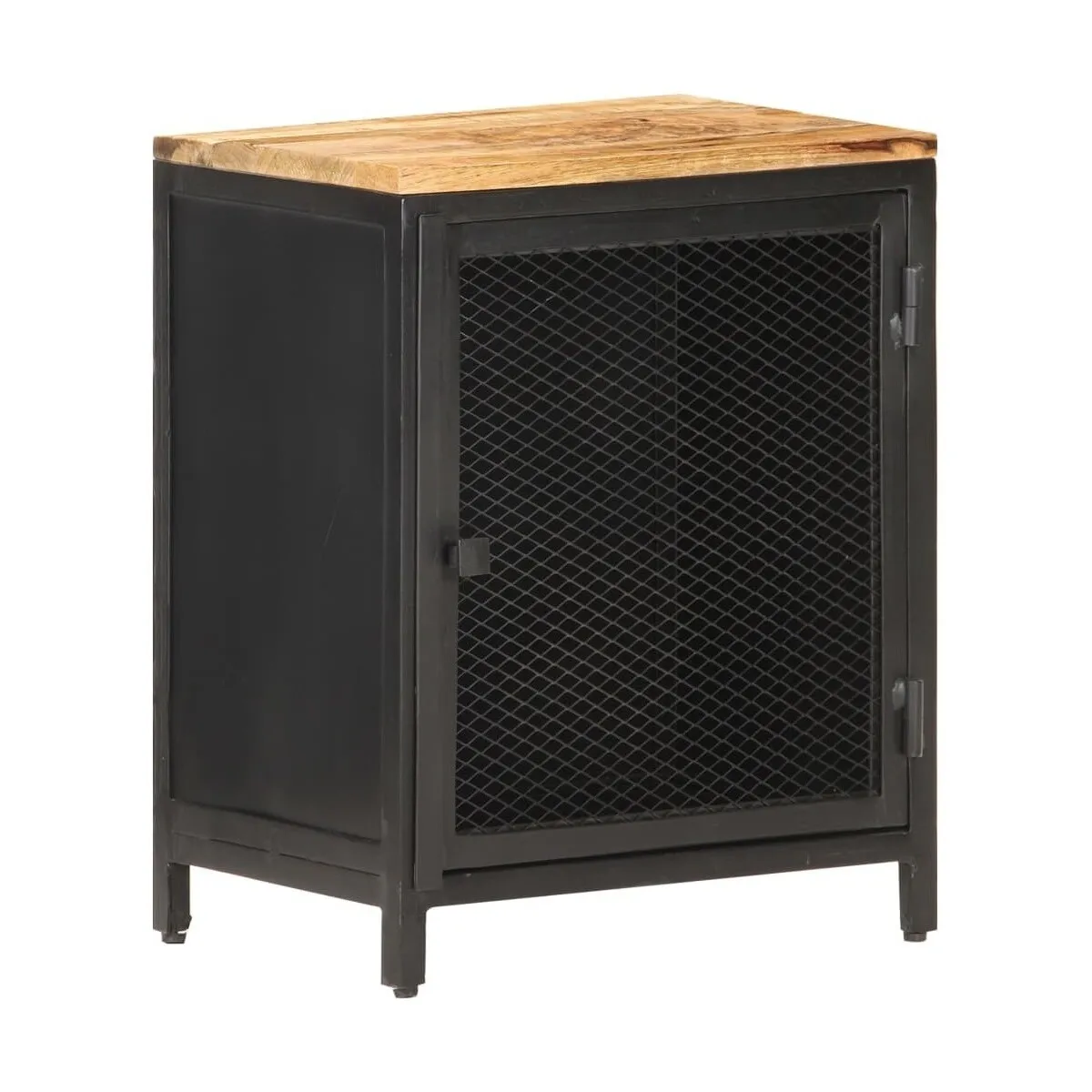 Mesita de noche madera maciza de mango rugosa 40x30x53 cm