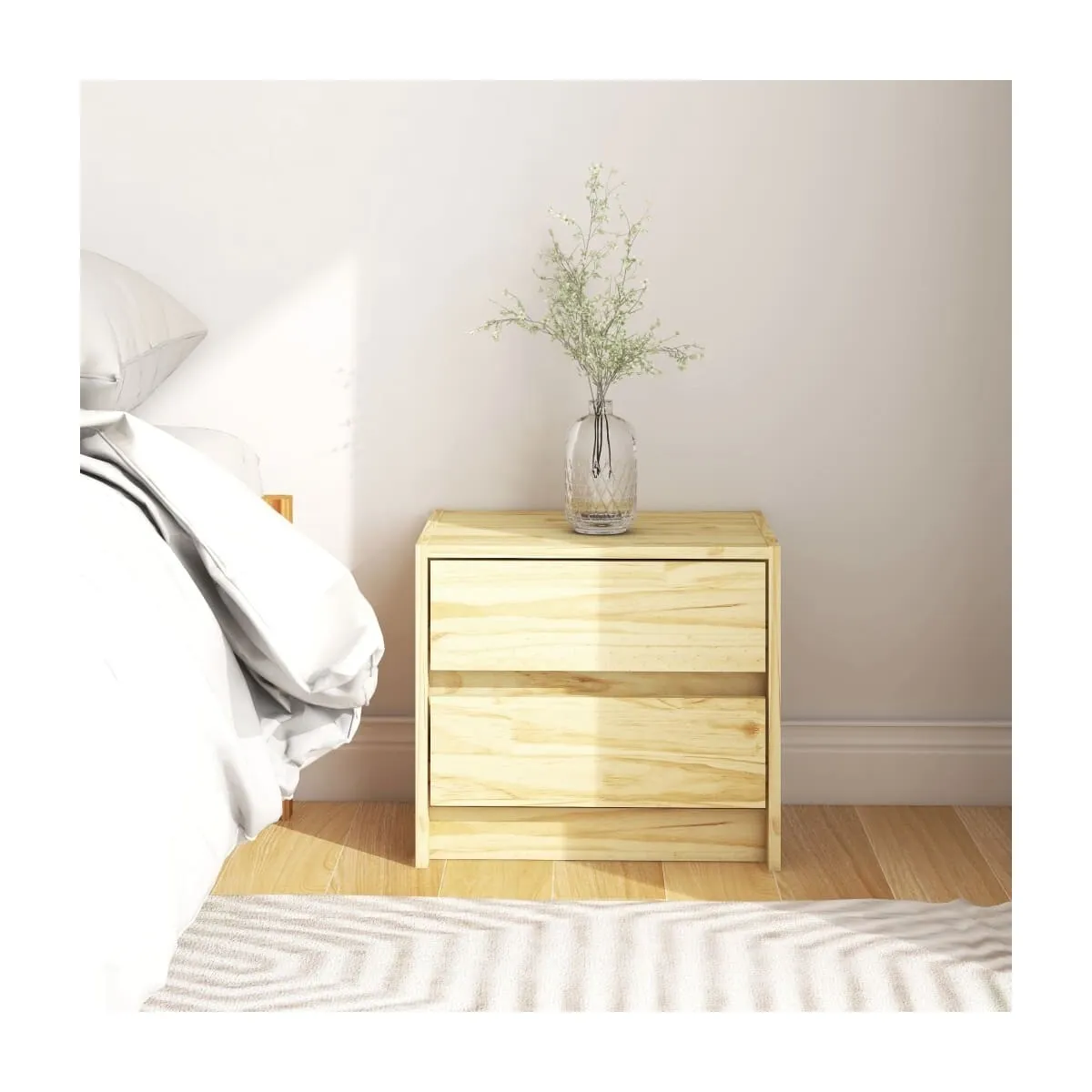 Mesita de noche madera maciza de pino 40x30,5x35,5 cm