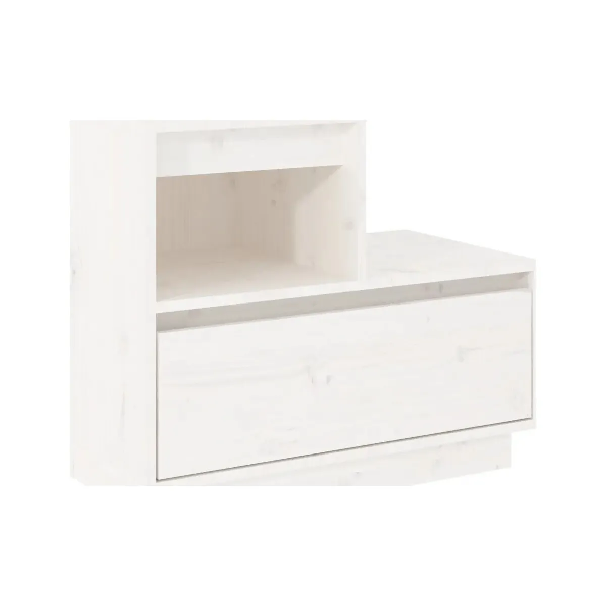 Mesita de noche madera maciza de pino blanco 60x34x51 cm