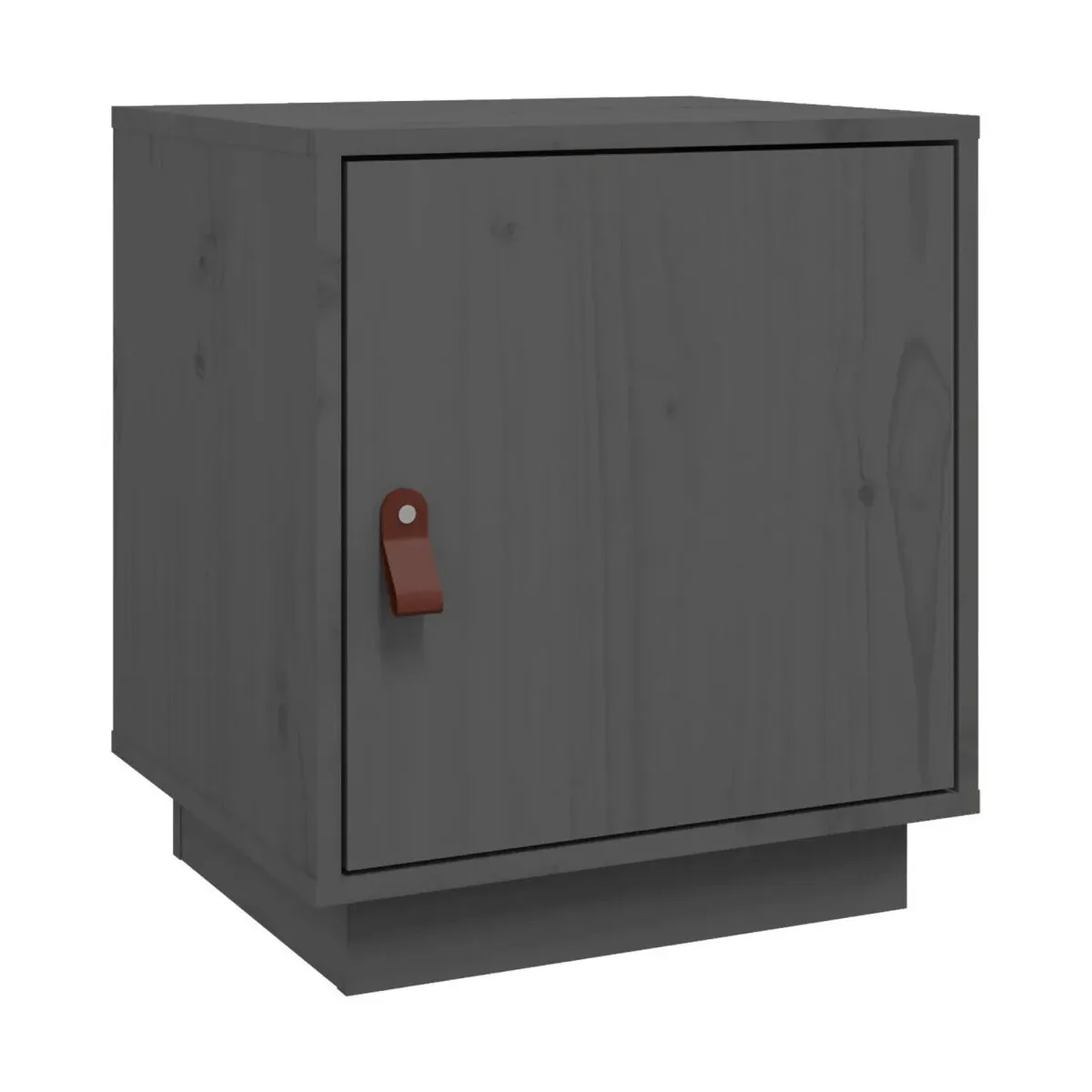 Mesita de noche madera maciza de pino gris 40x34x45 cm