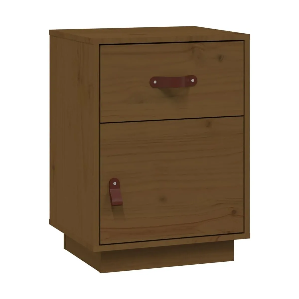 Mesita de noche madera maciza de pino marrón miel 40x34x55 cm