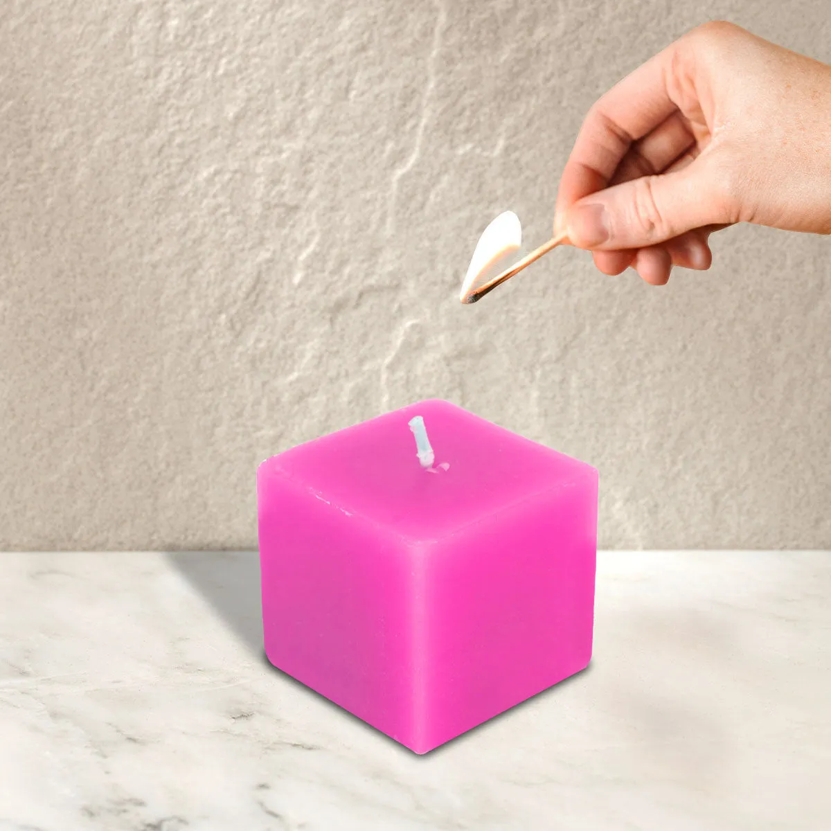 Mini Cubo de Cirio Aromático color Fiusha