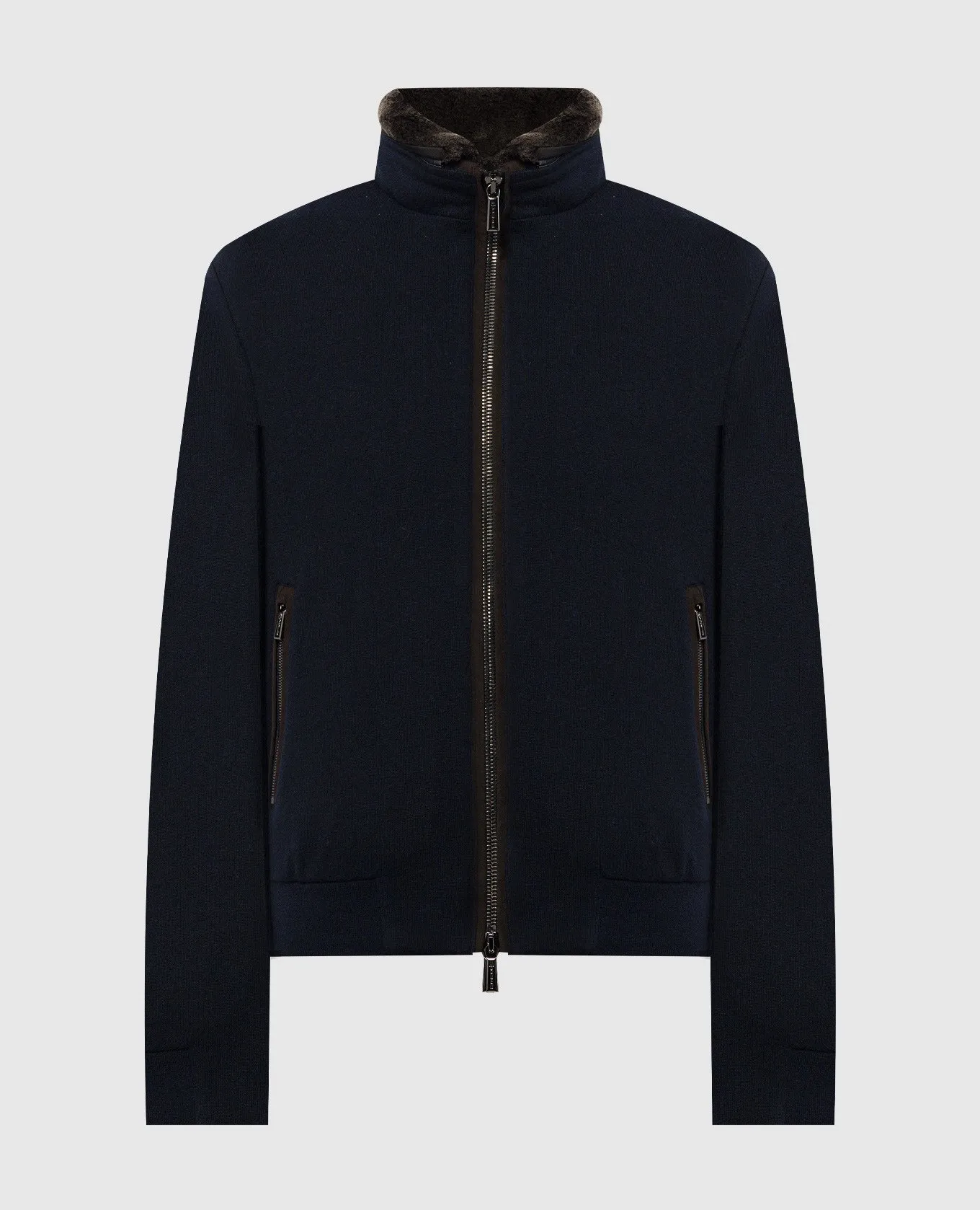 MooRER Bellati blue down jacket in wool and cashmere