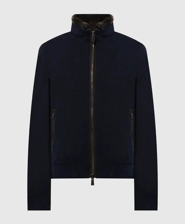 MooRER Bellati blue down jacket in wool and cashmere