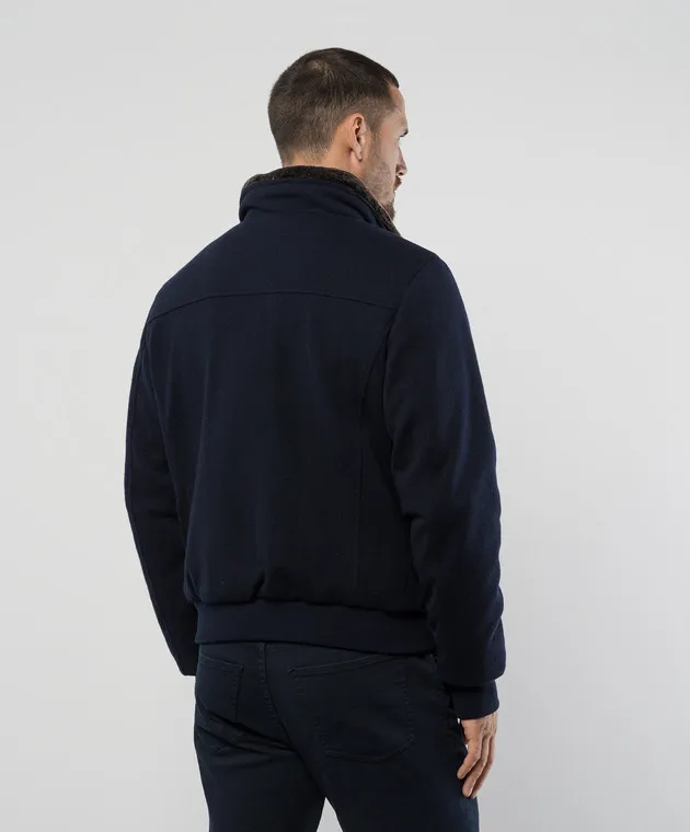 MooRER Bellati blue down jacket in wool and cashmere