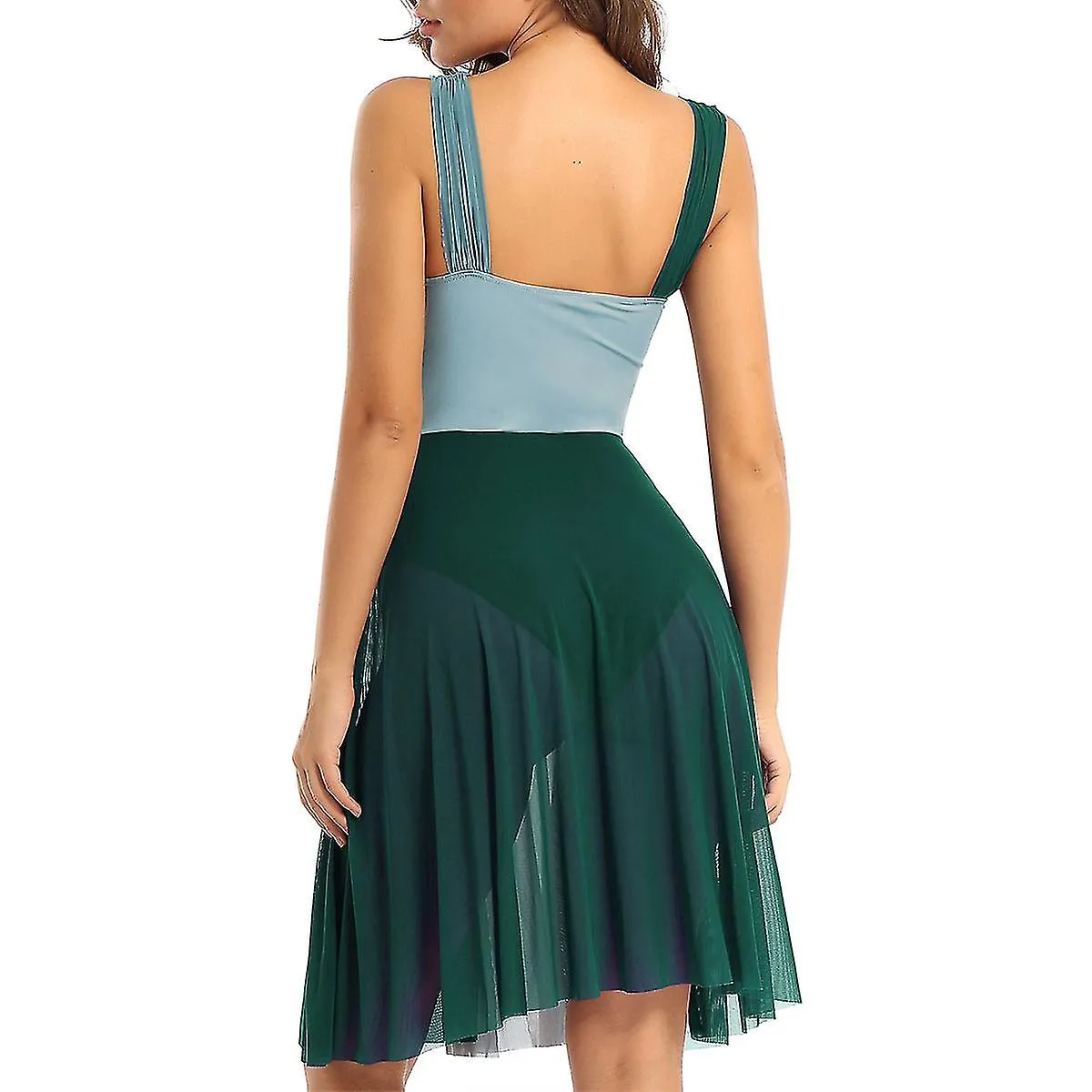 Mujeres sin mangas Color Block Gimnasia Leotardo Moderno Danza lírica contemporánea Vestido Ballet Dancewear
