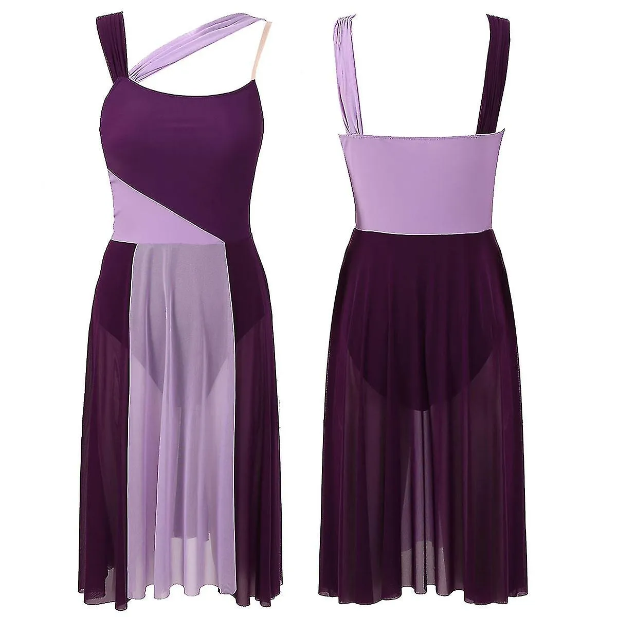 Mujeres sin mangas Color Block Gimnasia Leotardo Moderno Danza lírica contemporánea Vestido Ballet Dancewear