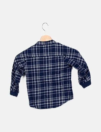 Name it Camisa azul marino de cuadros con cremallera