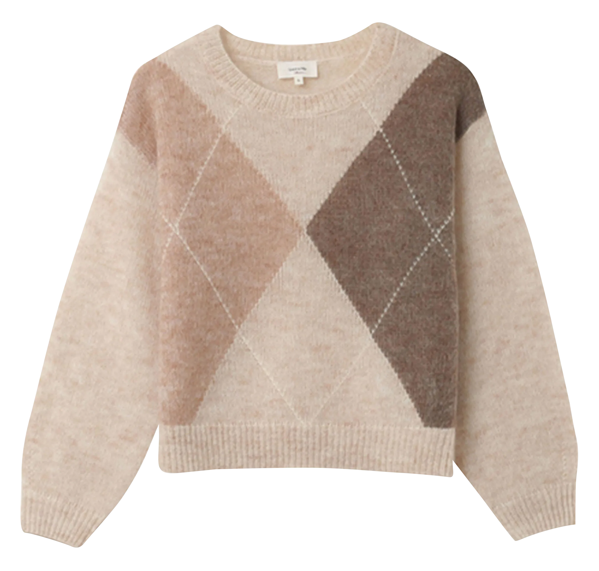 NANSE  JERSEY RECTO DE JACQUARD ESTAMPADO CON CUELLO REDONDO EN BEIGE