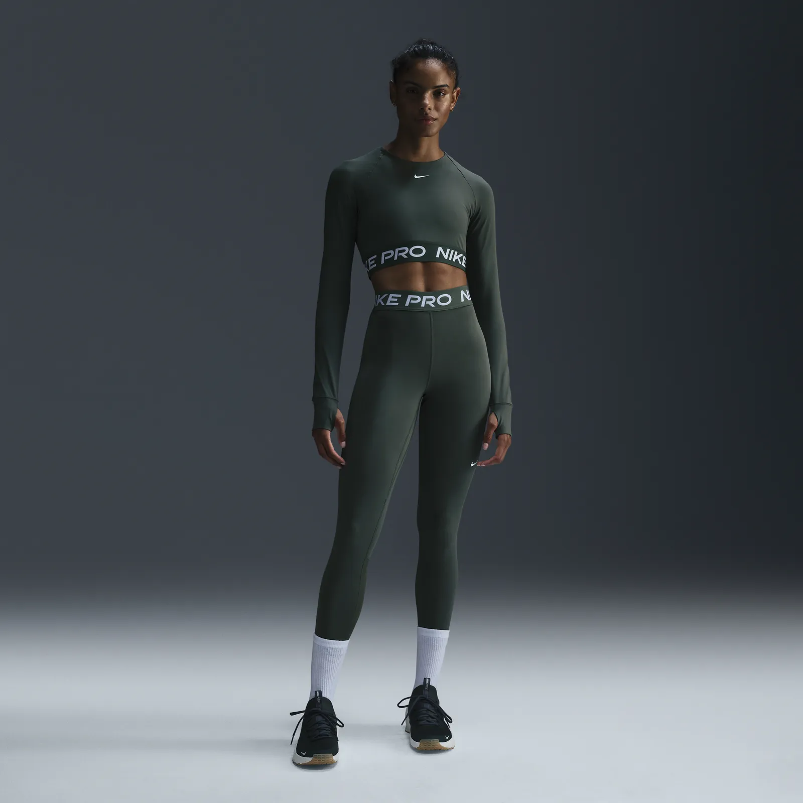 NIKE PRO DRIFIT LONG SLEEVE CROP TOP