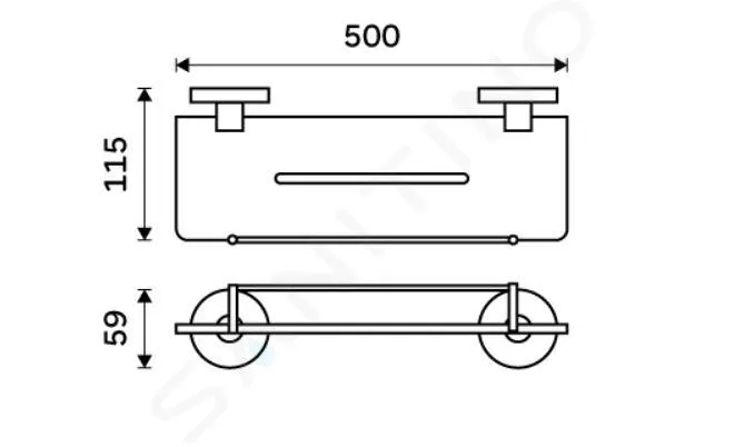 NIMCO UNIX  ESTANTE, 50 CM, PLEXIGLASS/NEGRO MATE UNC X450X90