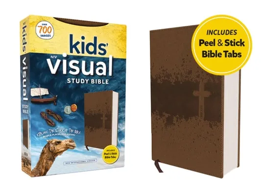 NIV, KIDS' VISUAL STUDY BIBLE, LEATHERSOFT, BRONZE, FULL COLOR INTERIOR, PEEL/STICK BIBLE TABS: EXPLORE THE STORY OF THE BIBLE