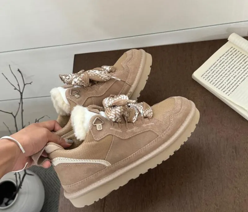 Nuevas botas de baja nevada zapatos de piel de oveja de piel de oveja Mel casual botas de lana para mujeres zapatos deportivos a