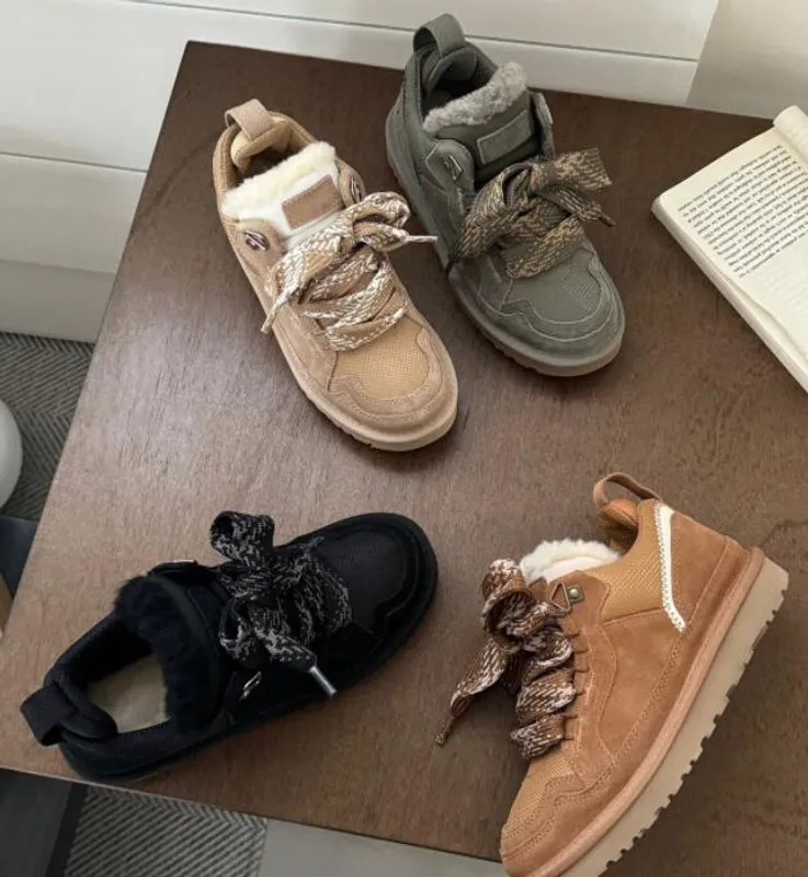 Nuevas botas de baja nevada zapatos de piel de oveja de piel de oveja Mel casual botas de lana para mujeres zapatos deportivos a