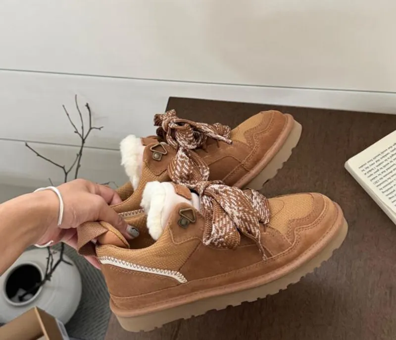 Nuevas botas de baja nevada zapatos de piel de oveja de piel de oveja Mel casual botas de lana para mujeres zapatos deportivos a