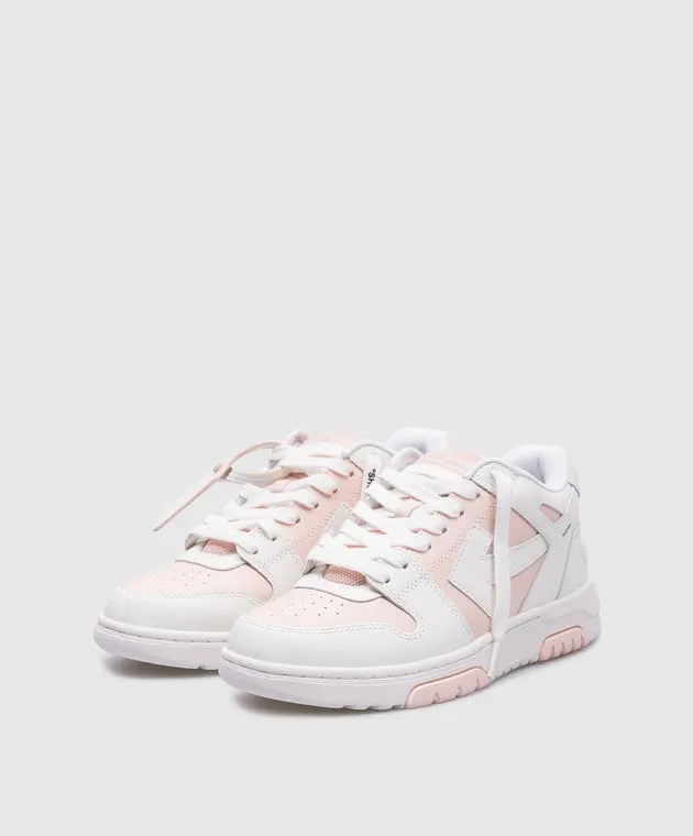 OFFWHITE OUT OF OFFICE LOGO SNEAKERS IN PINK LEATHER